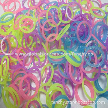 DIY loom bands made from silicone or TPR, rainbow color
